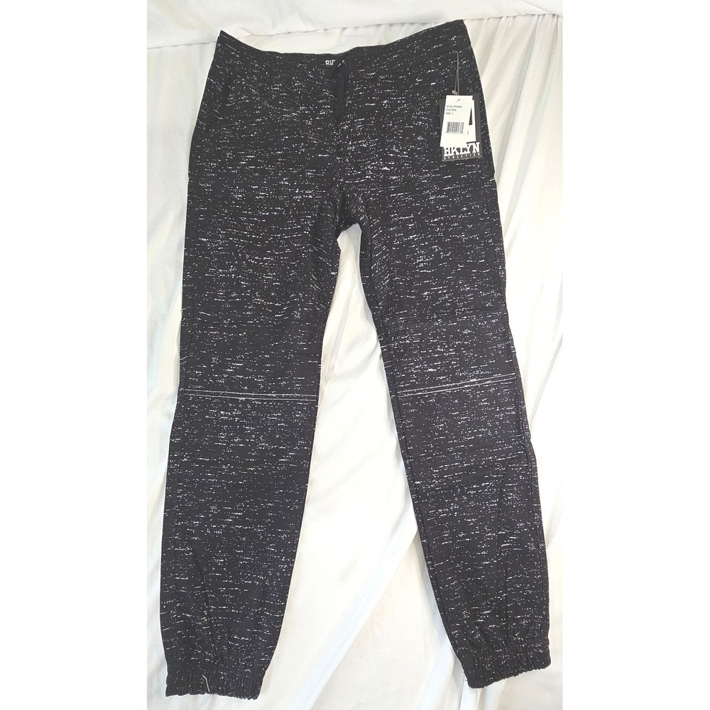 NWT Brooklyn Cloth BKLYN Athletics Mens Space Dye Joggers Black White L